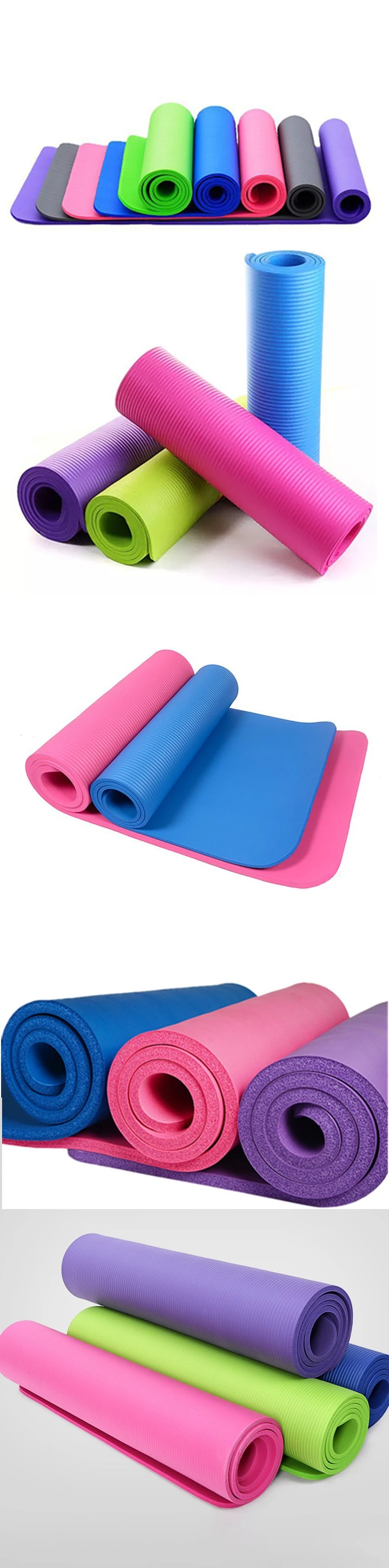 Custom Thick NBR Foam Fitness & Exercise Yoga Mat with Carrier Strap Eco Friendly TPE/PVC/EVA/Nbryoga Mat